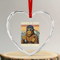Knower Of Stuff Fixer Of Things Heart Crystal Glass Ornament Mechanic Bigfoot Dad