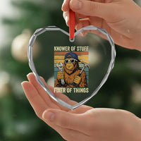 Knower Of Stuff Fixer Of Things Heart Crystal Glass Ornament Mechanic Bigfoot Dad