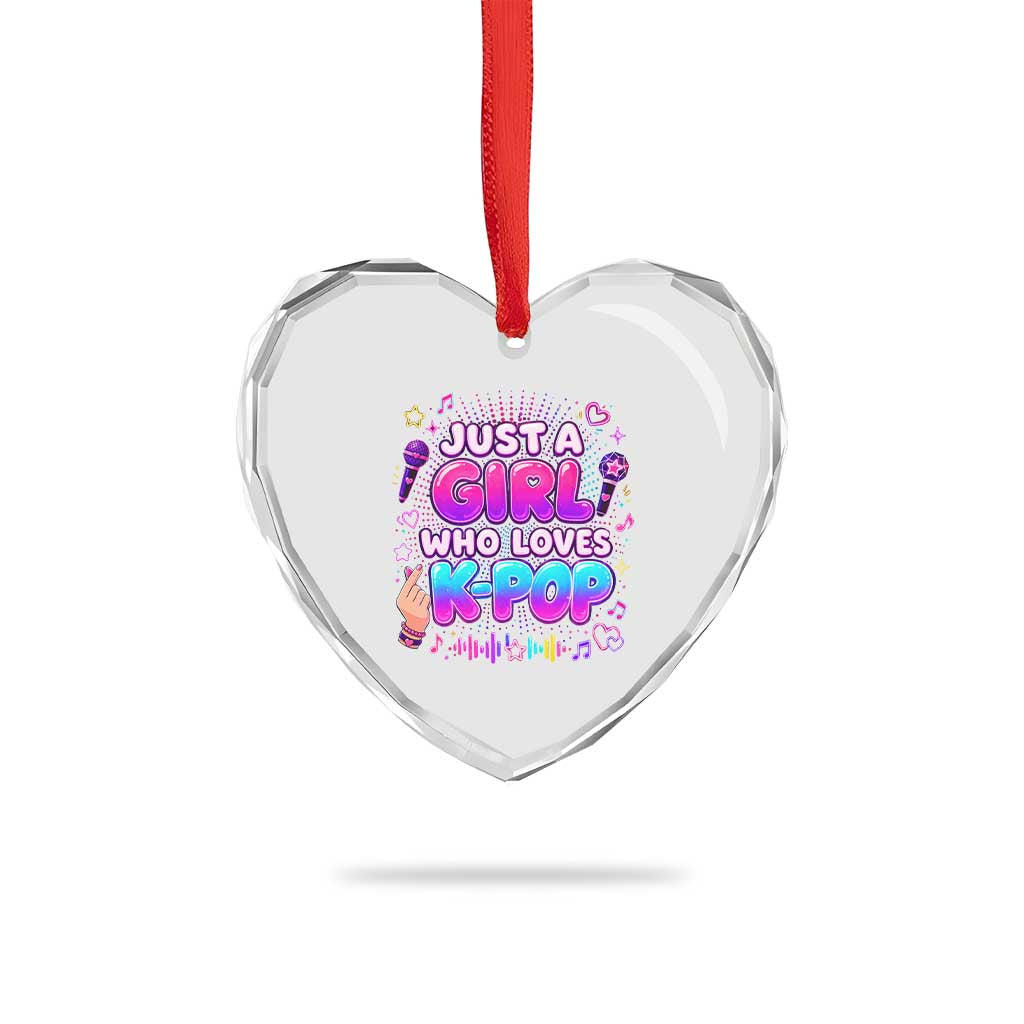 Kpop Lover Heart Crystal Glass Ornament Just a Girl Who Loves K-Pop Korean Music