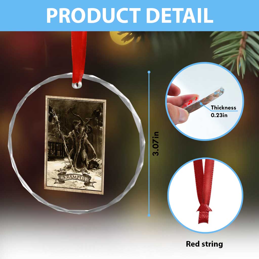Krampus Crystal Glass Ornament Xmas Horror Ugly Sweater Krampus Tarot Card Evil Pajama TS10