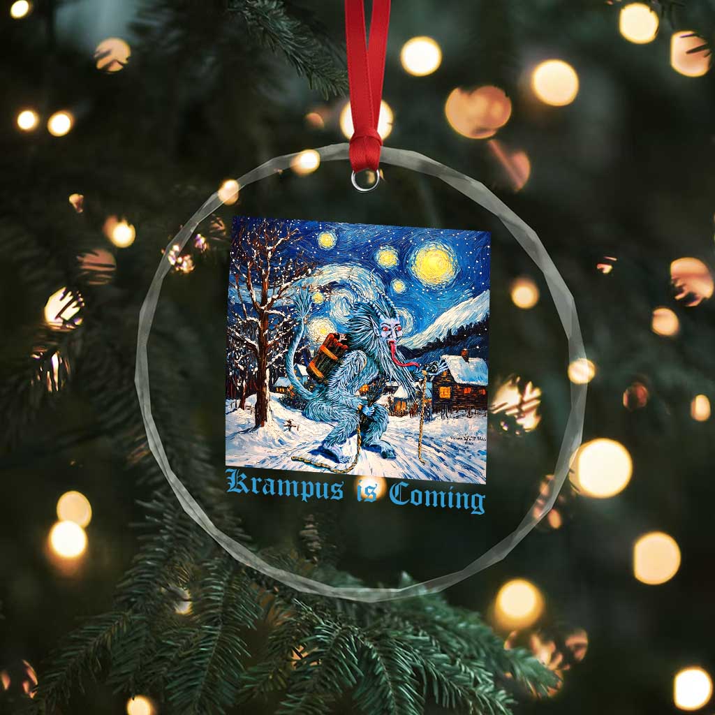 Krampus Is Coming Crystal Glass Ornament Spooky Christmas Starry Night TS09