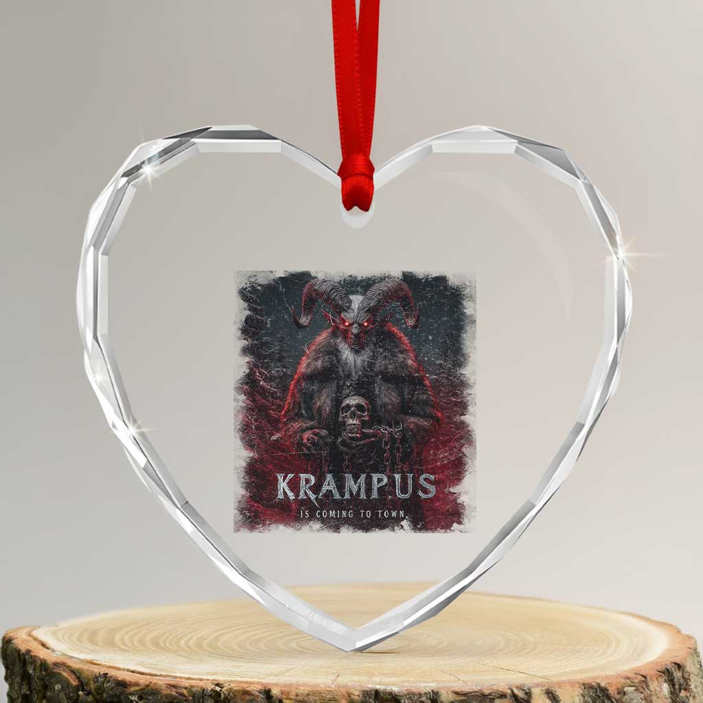 Krampus Is Coming To Town Heart Crystal Glass Ornament Gothic Dark Xmas Gift Horror Holiday - Wonder Print Shop