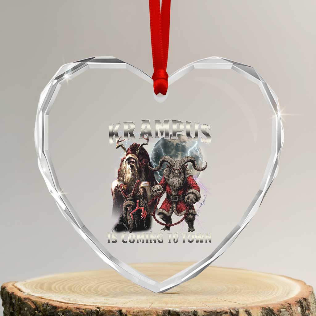 Krampus Is Coming To Town Heart Crystal Glass Ornament Vintage Gothic Dark Xmas Gift Horror Holiday - Wonder Print Shop