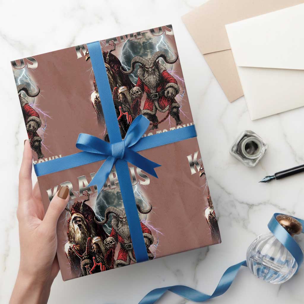 Krampus Is Coming To Town Wrapping Paper Roll Vintage Gothic Dark Xmas Gift Horror Holiday - Wonder Print Shop