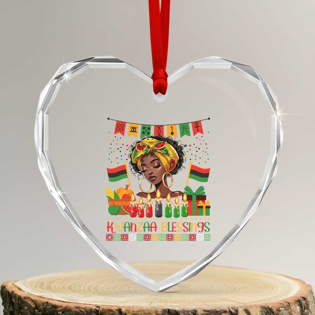 Kwanzaa Blessings African Woman Heart Crystal Glass Ornament Umoja Seven Principles Family Gift - Wonder Print Shop