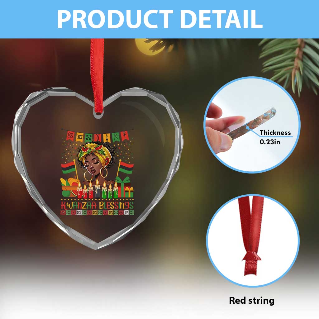 Kwanzaa Blessings African Woman Heart Crystal Glass Ornament Umoja Seven Principles Family Gift - Wonder Print Shop