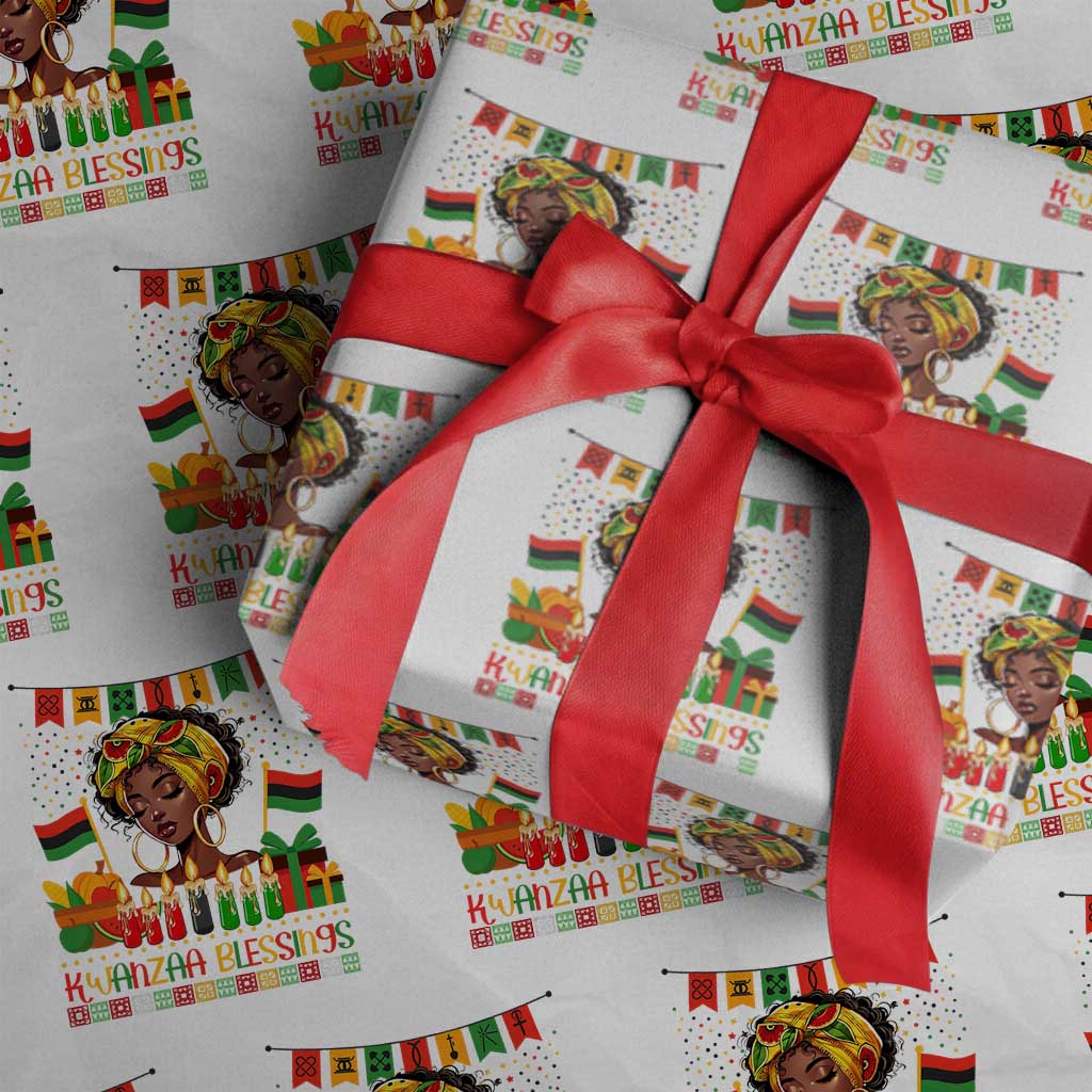 Kwanzaa Blessings African Woman Wrapping Paper Roll Umoja Seven Principles Family Gift - Wonder Print Shop