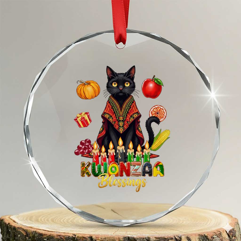 Kwanzaa Blessings Crystal Glass Ornament Funny Cat African Heritage Gift - Wonder Print Shop