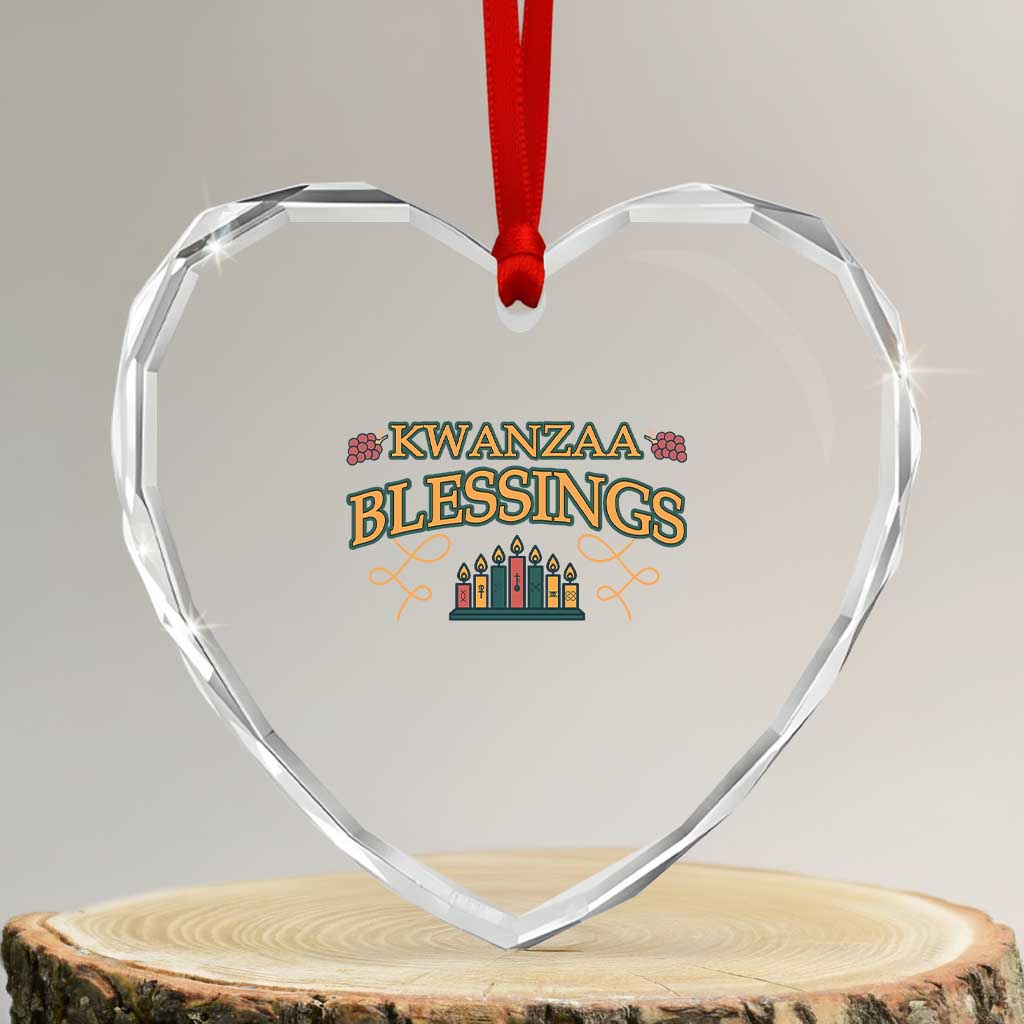Kwanzaa Blessings Heart Crystal Glass Ornament African Heritage Celebration Gift - Wonder Print Shop