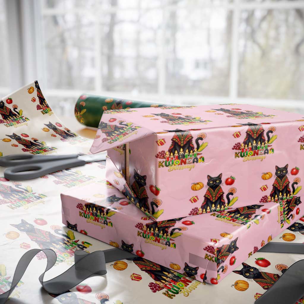 Kwanzaa Blessings Wrapping Paper Roll Funny Cat African Heritage Gift - Wonder Print Shop