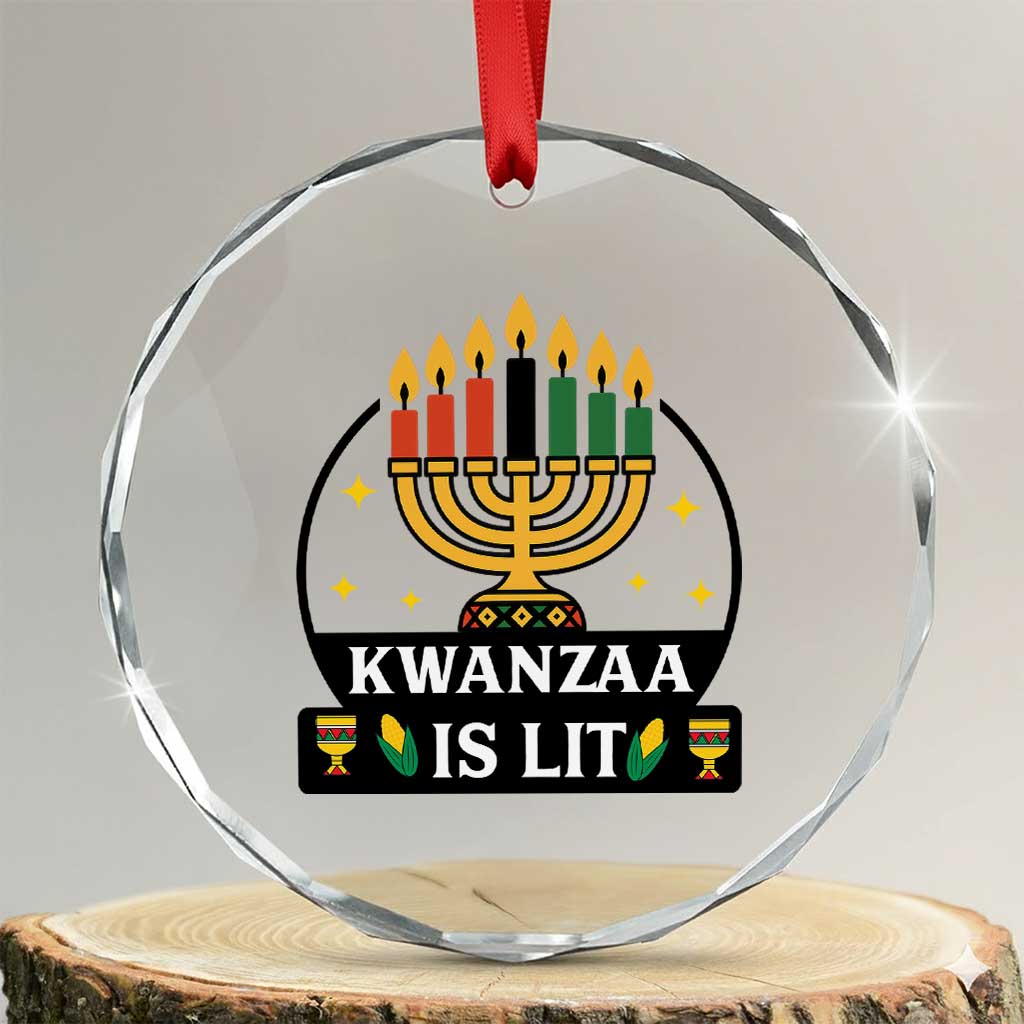 Kwanzaa Is Lit Crystal Glass Ornament Funny African American Holiday Gift - Wonder Print Shop