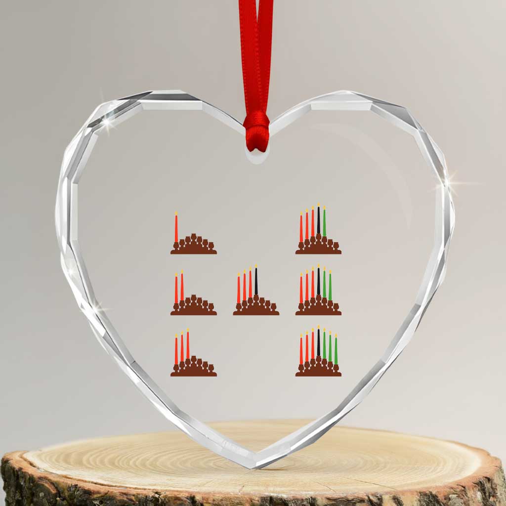 Kwanzaa Kinara Seven Candles African American Holiday Heart Crystal Glass Ornament - Wonder Print Shop