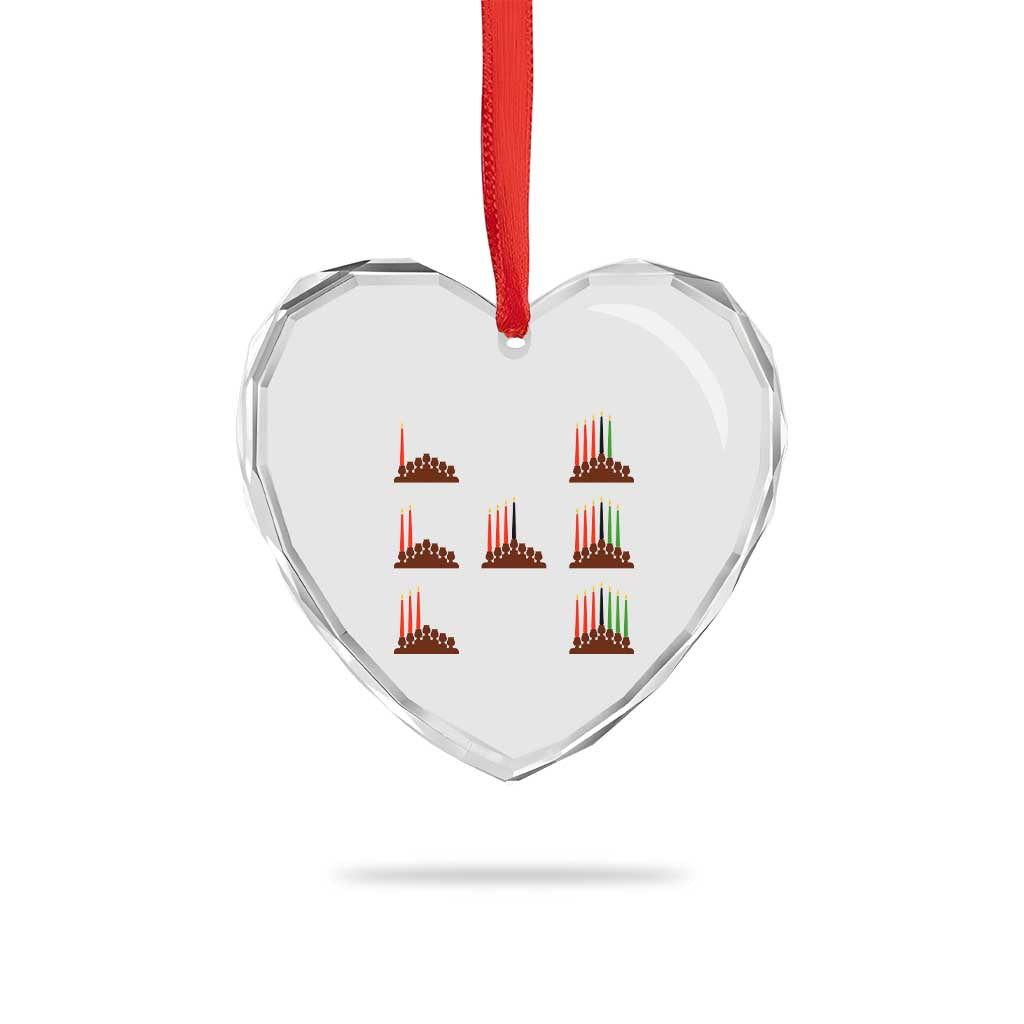 Kwanzaa Kinara Seven Candles African American Holiday Heart Crystal Glass Ornament - Wonder Print Shop