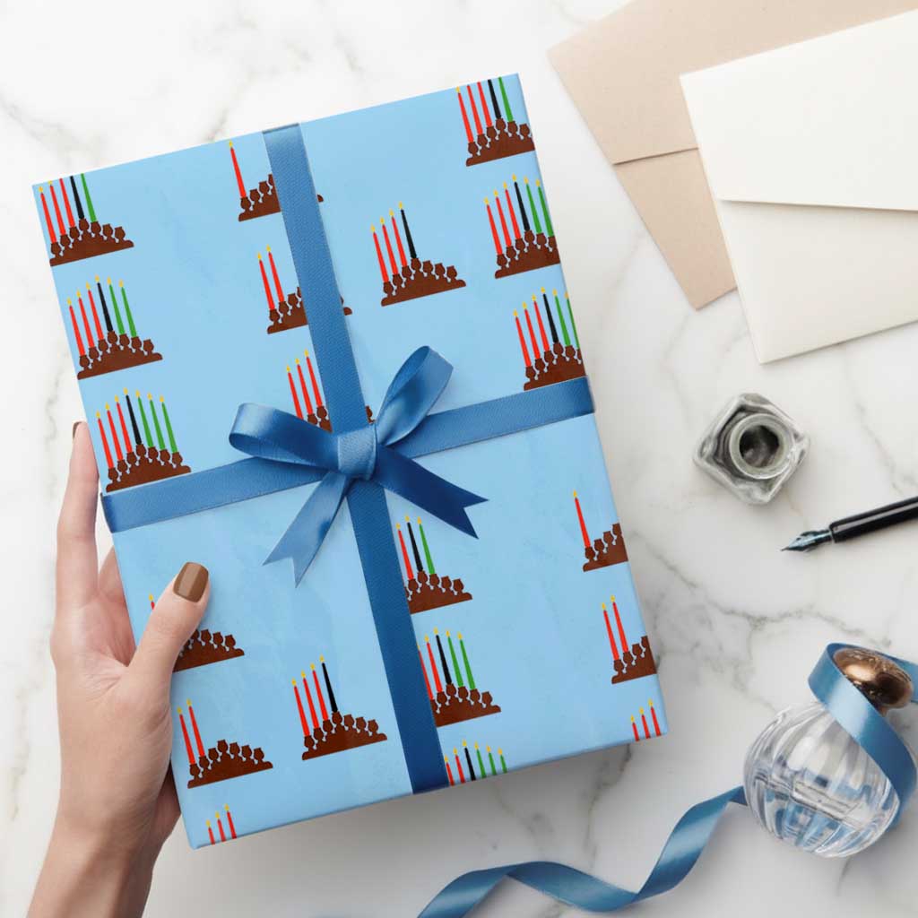 Kwanzaa Kinara Seven Candles African American Holiday Wrapping Paper Roll - Wonder Print Shop