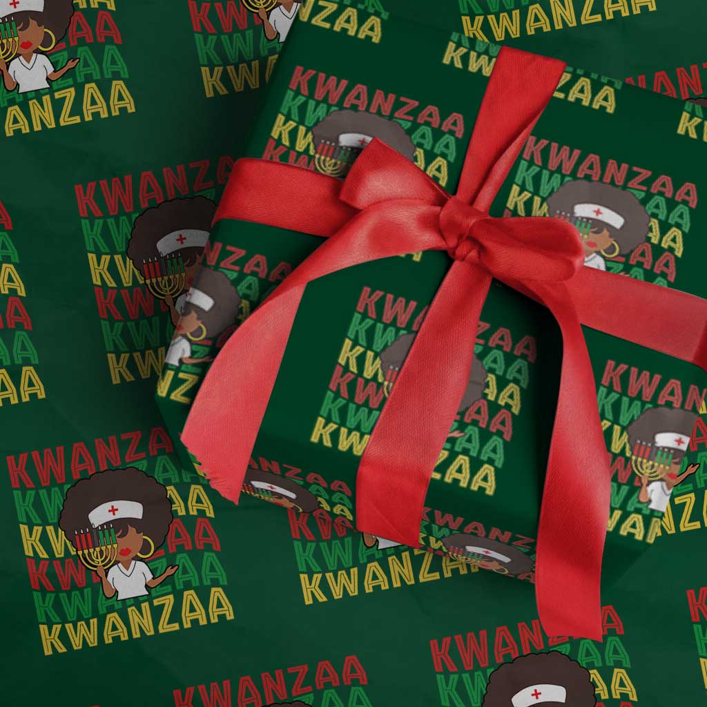 Kwanzaa Nurse Pride Wrapping Paper Roll African Heritage Holiday Gift - Wonder Print Shop