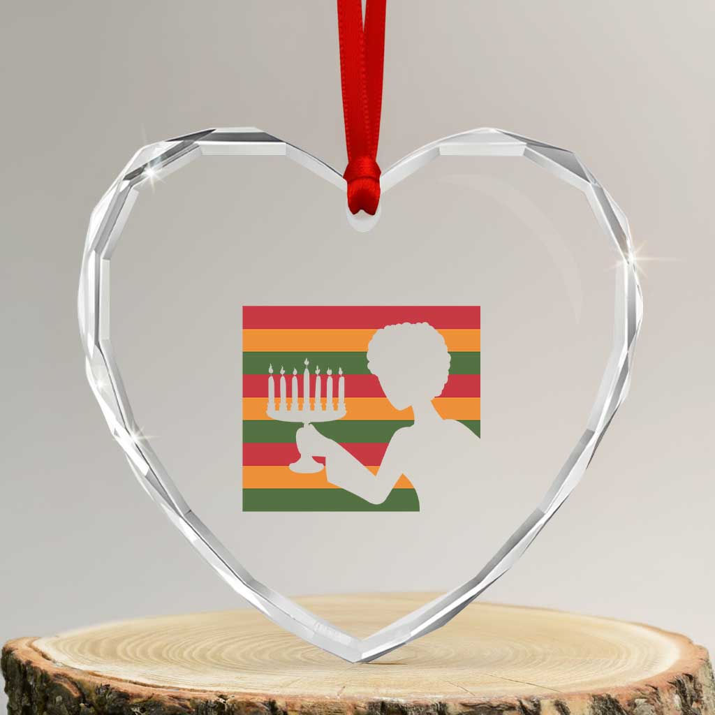 Kwanzaa Umoja Family African Woman Seven Principles Gift Heart Crystal Glass Ornament - Wonder Print Shop