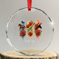 Ky Derby Day Crystal Glass Ornament Horse Racing Nice Hat Mint Julep and Roses TS02
