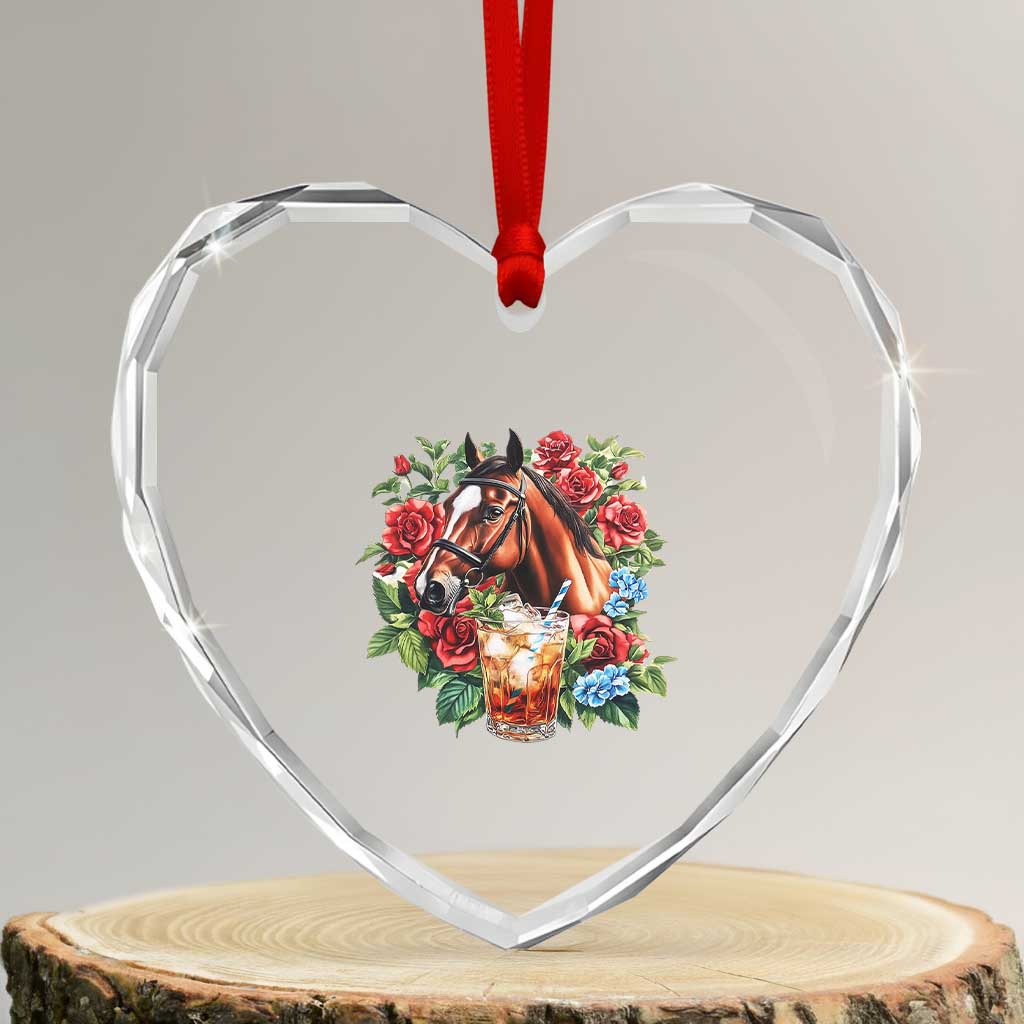 Ky Derby Day Party Heart Crystal Glass Ornament Mint Juleps and Roses Horse Racing - Wonder Print Shop