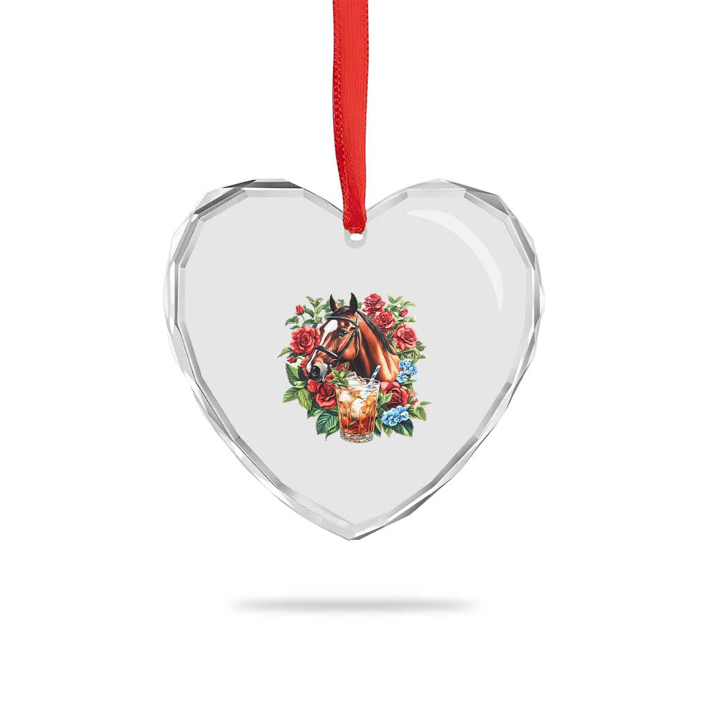Ky Derby Day Party Heart Crystal Glass Ornament Mint Juleps and Roses Horse Racing - Wonder Print Shop