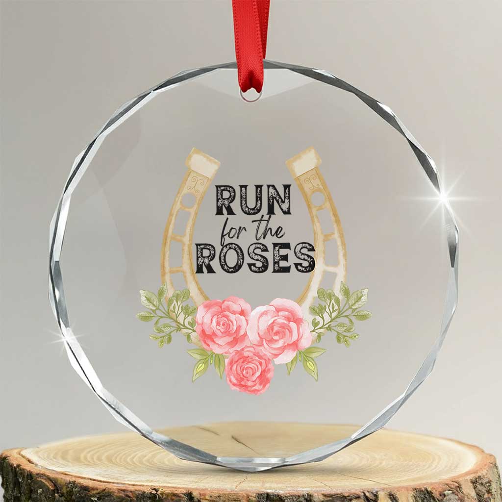 Ky Derby Horse Racing Crystal Glass Ornament Horses and Roses - Wonder Print Shop