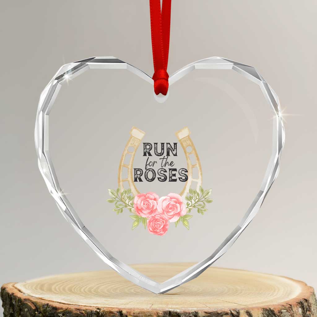 Ky Derby Horse Racing Heart Crystal Glass Ornament Horses and Roses - Wonder Print Shop