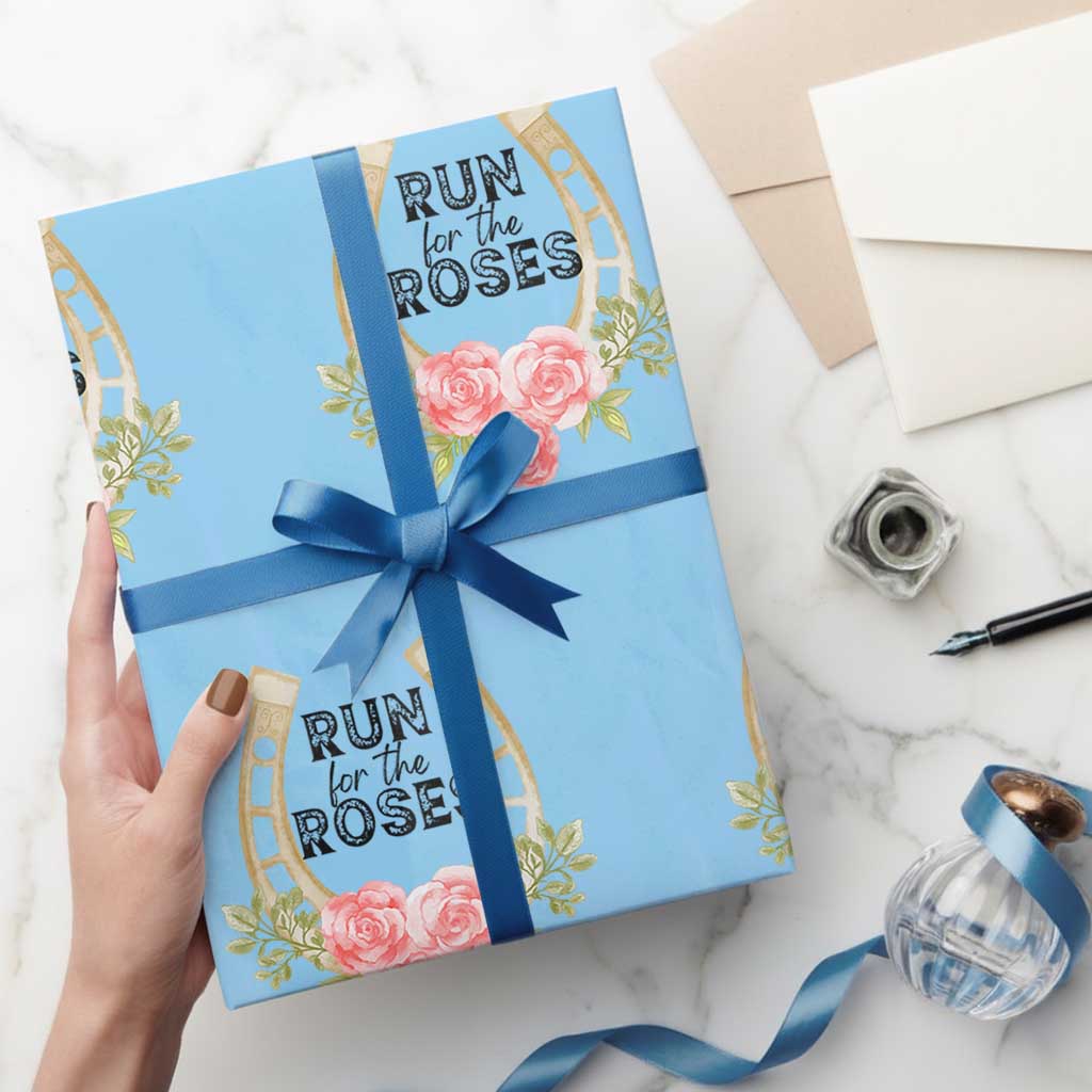 Ky Derby Horse Racing Wrapping Paper Roll Horses and Roses - Wonder Print Shop