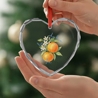 La Dolce Vita Oranges Heart Crystal Glass Ornament Romantic Italian Citrus Blossom Mediterranean Charm - Wonder Print Shop