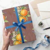 La Dolce Vita Oranges Wrapping Paper Roll Romantic Italian Citrus Blossom Mediterranean Charm - Wonder Print Shop