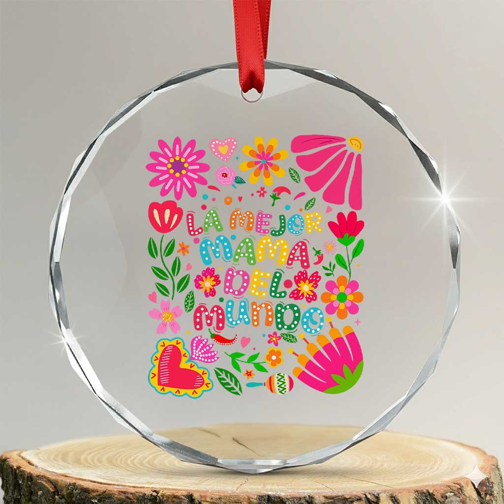 La Mejor Mama Del Mundo Crystal Glass Ornament Dia de las Madres Regalo Gift