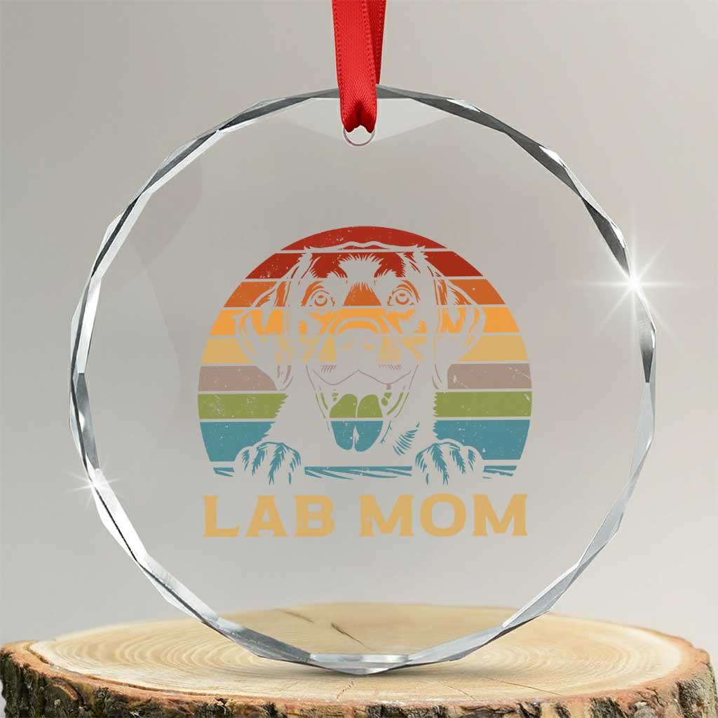 Lab Mom Crystal Glass Ornament Retro Sunset Dog Mom Gift - Wonder Print Shop