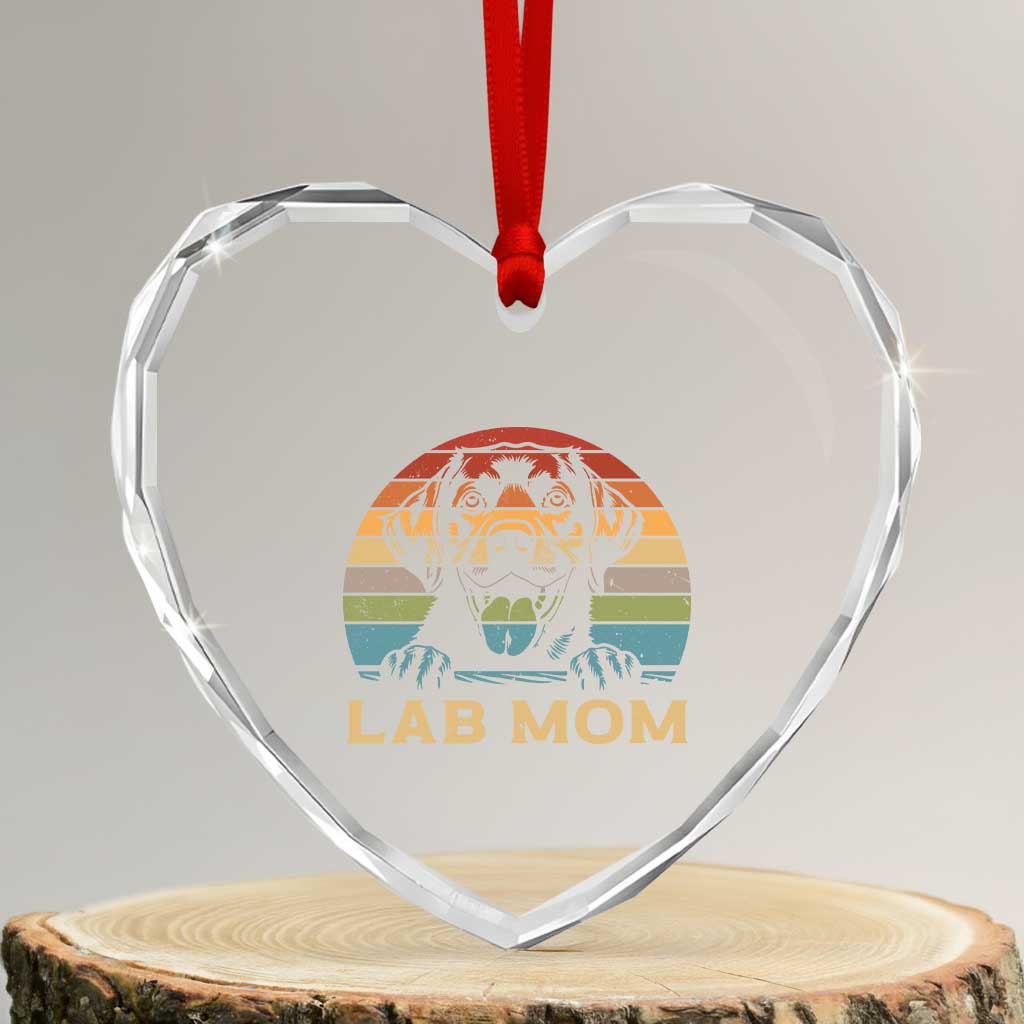 Lab Mom Heart Crystal Glass Ornament Retro Sunset Dog Mom Gift - Wonder Print Shop