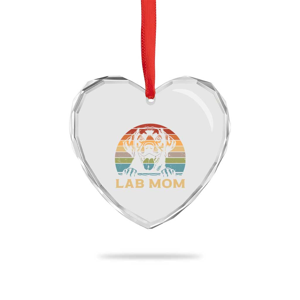 Lab Mom Heart Crystal Glass Ornament Retro Sunset Dog Mom Gift - Wonder Print Shop