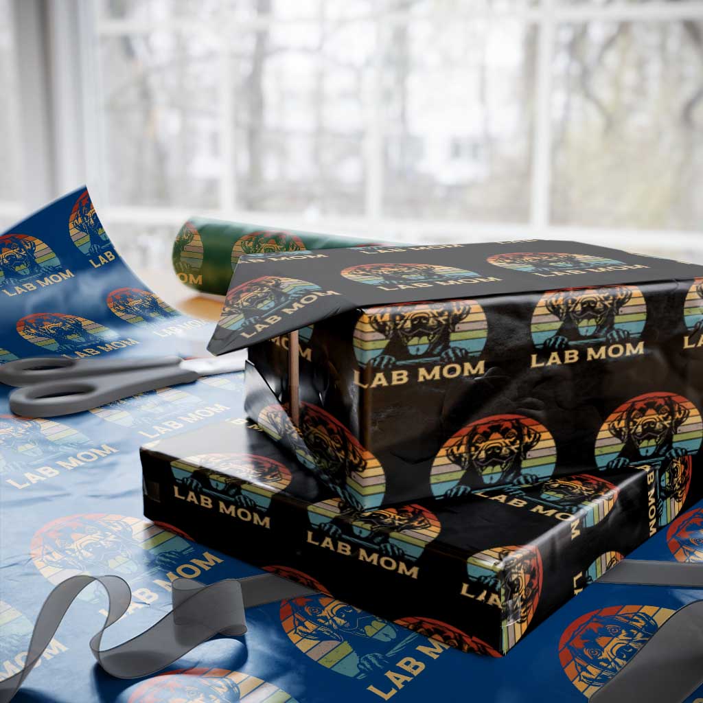Lab Mom Wrapping Paper Roll Retro Sunset Dog Mom Gift - Wonder Print Shop