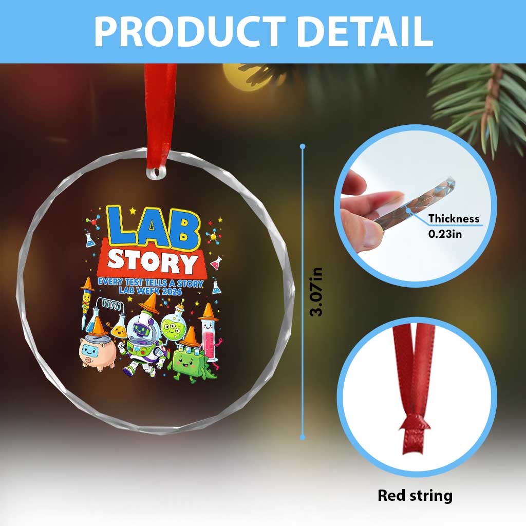 Lab Story Every Test Tells a Story Lab Week 2026 Crystal Glass Ornament Science Characters Lab Techs Medical Laboratory