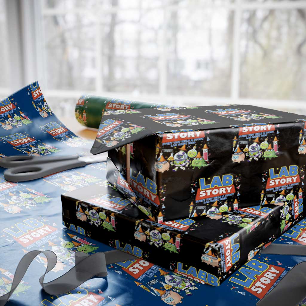 Lab Story Every Test Tells a Story Lab Week 2026 Wrapping Paper Roll Science Characters Lab Techs Medical Laboratory