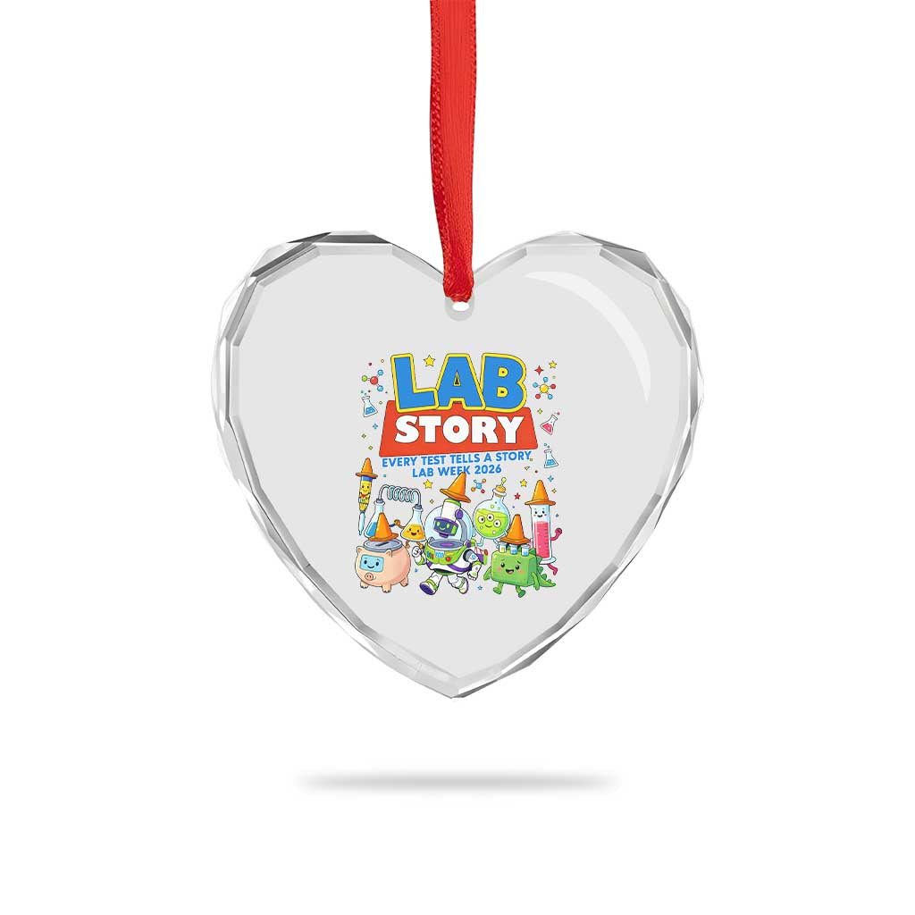 Lab Story Every Test Tells a Story Lab Week 2026 Heart Crystal Glass Ornament Science Characters Lab Techs Medical Laboratory