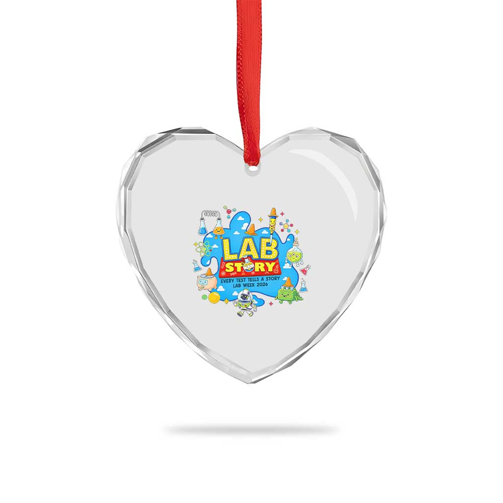 Lab Story Lab Week 2026 Celebration Heart Crystal Glass Ornament Every Test Tells a Story Medical Lab Tech Appreciation Gift