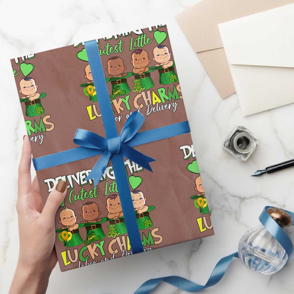 Labor and Delivery Nurse St Patrick's Day Wrapping Paper Roll Delivering The Cutest Little Lucky Charms - Wonder Print Shop