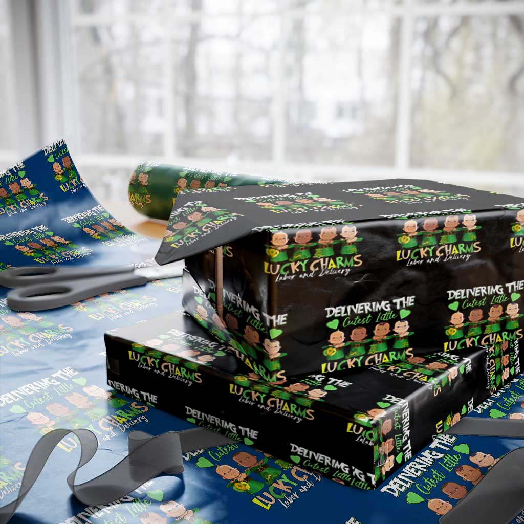 Labor and Delivery Nurse St Patrick's Day Wrapping Paper Roll Delivering The Cutest Little Lucky Charms - Wonder Print Shop