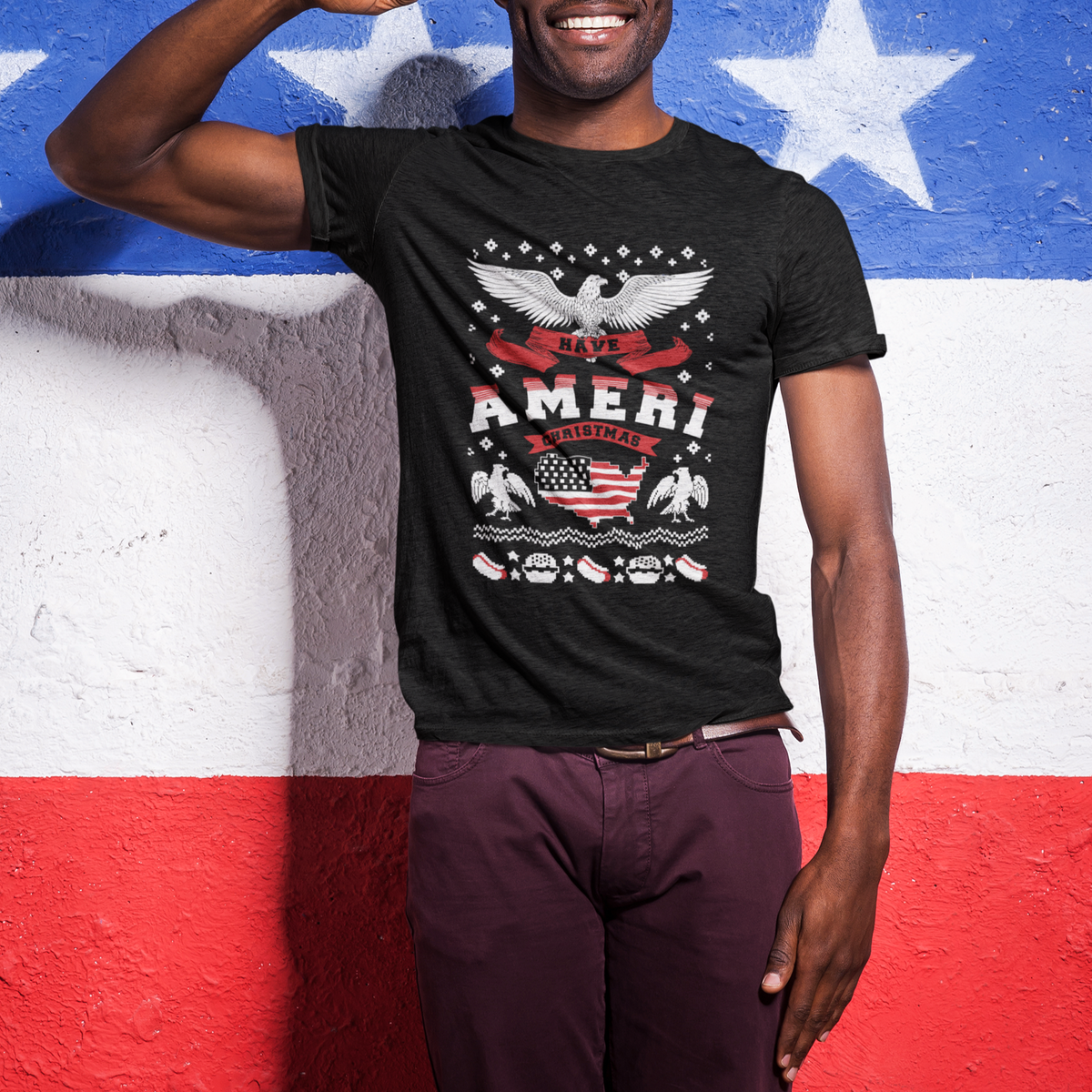 Have Ameri-Christmas USA Patriotic Eagle Xmas T Shirt - Wonder Print Shop