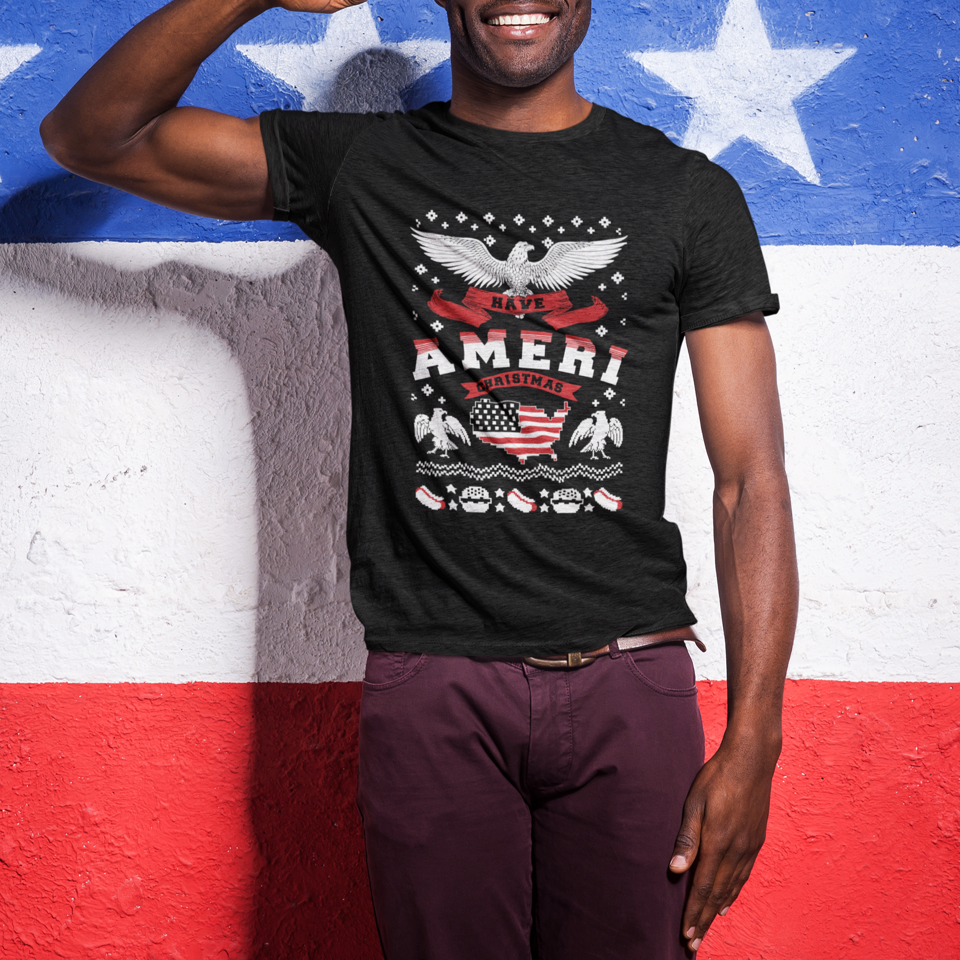 Have Ameri-Christmas USA Patriotic Eagle Xmas T Shirt TS09