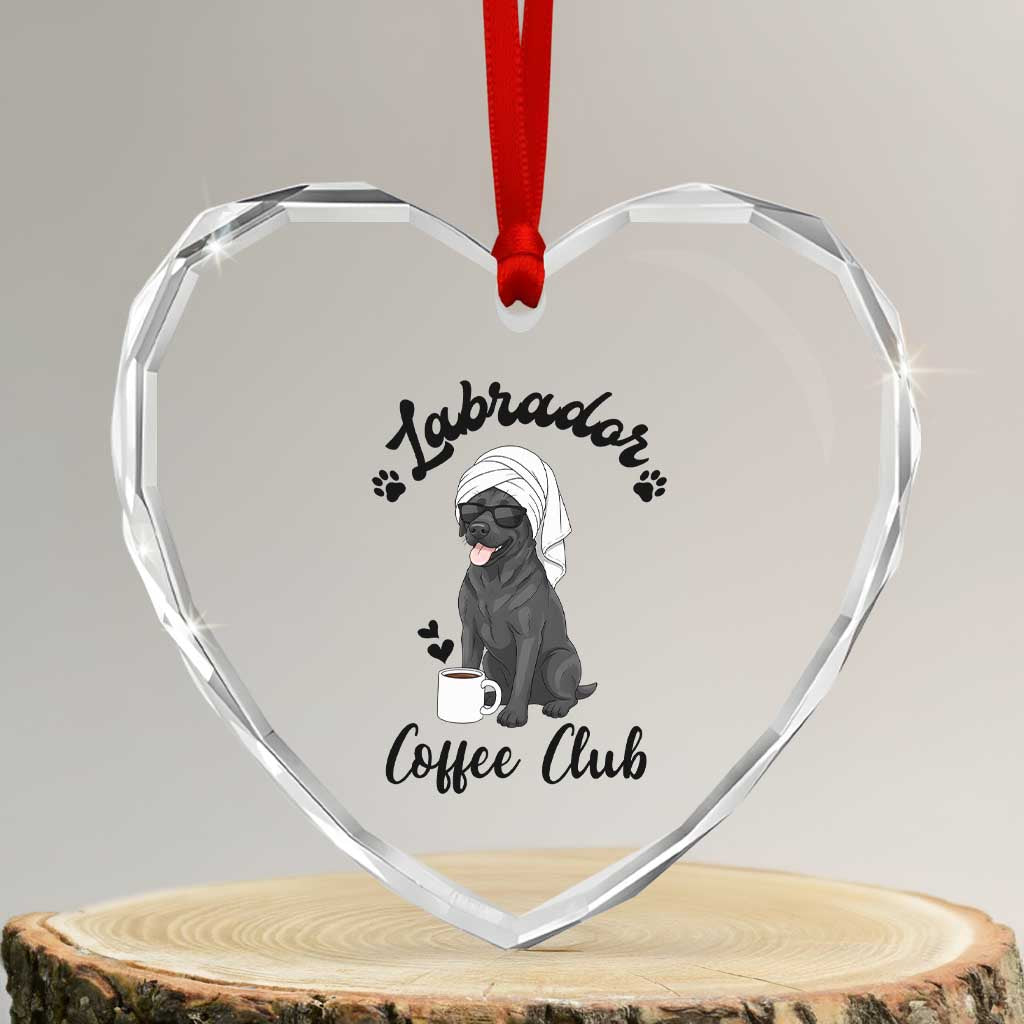 Labrador Coffee Club Heart Crystal Glass Ornament Funny Dog Lover Gift - Wonder Print Shop