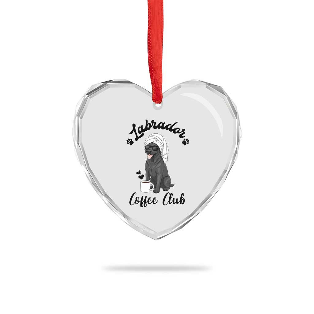 Labrador Coffee Club Heart Crystal Glass Ornament Funny Dog Lover Gift - Wonder Print Shop