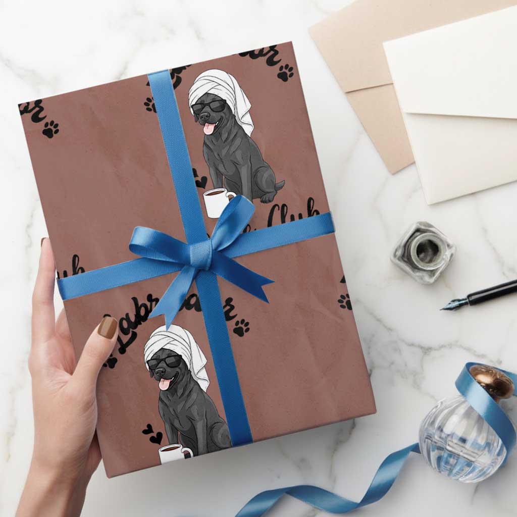 Labrador Coffee Club Wrapping Paper Roll Funny Dog Lover Gift - Wonder Print Shop
