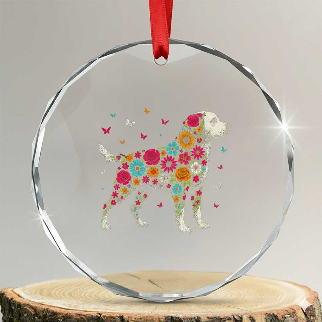 Labrador Dog Mom Crystal Glass Ornament Vintage Colorful Floral Flower Dog Lover - Wonder Print Shop