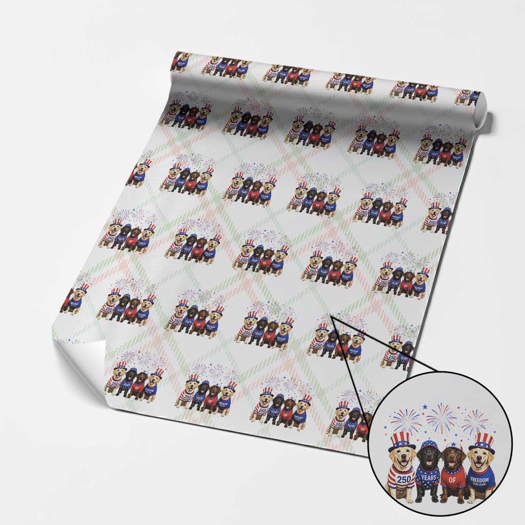 Labrador Retriever Americas 250th Anniversary Wrapping Paper Roll 4th July US 250 Years Of Freedom Dog Lovers 1776 2026