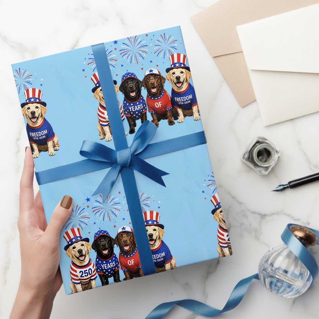 Labrador Retriever Americas 250th Anniversary Wrapping Paper Roll 4th July US 250 Years Of Freedom Dog Lovers 1776 2026