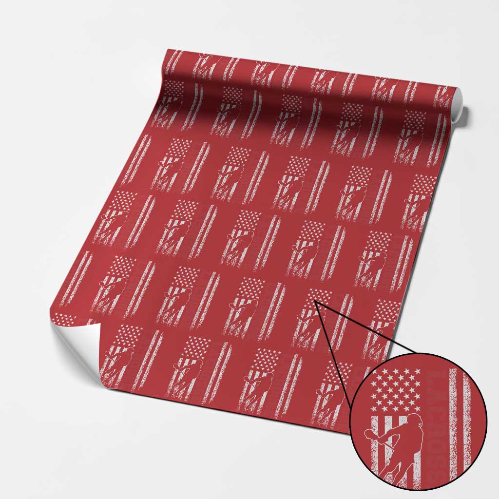 Lacrosse American Flag Lax Men 4th of July Wrapping Paper Roll