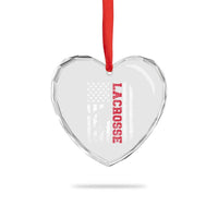 Lacrosse American Flag Lax Men 4th of July Heart Crystal Glass Ornament