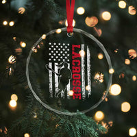 Lacrosse American Flag Lax Women 4th of July Crystal Glass Ornament